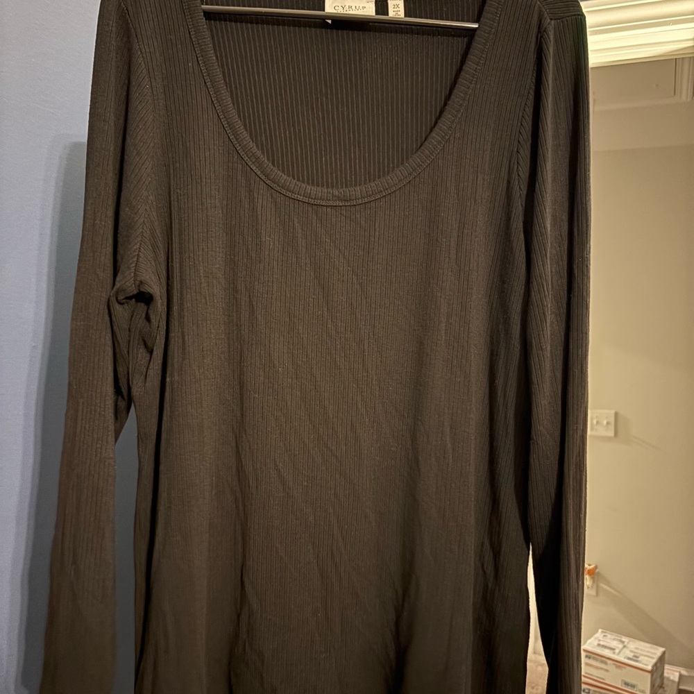 Cyrus Gray Fitted Long Sleeve Blouse